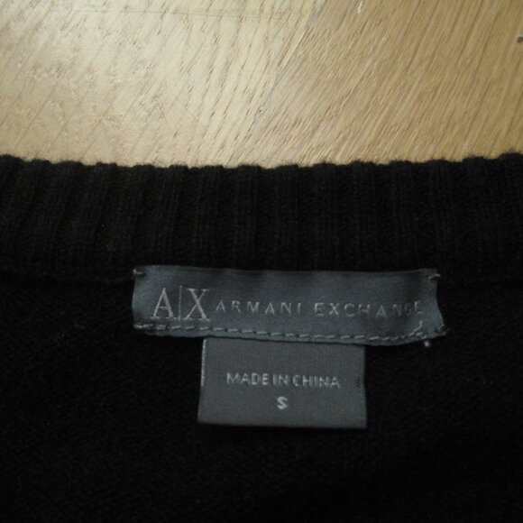 A|X Armani Exchange Black Mini Cardigan‎ Size S Wool Cashmere Blend Cover Up - Picture 3 of 4